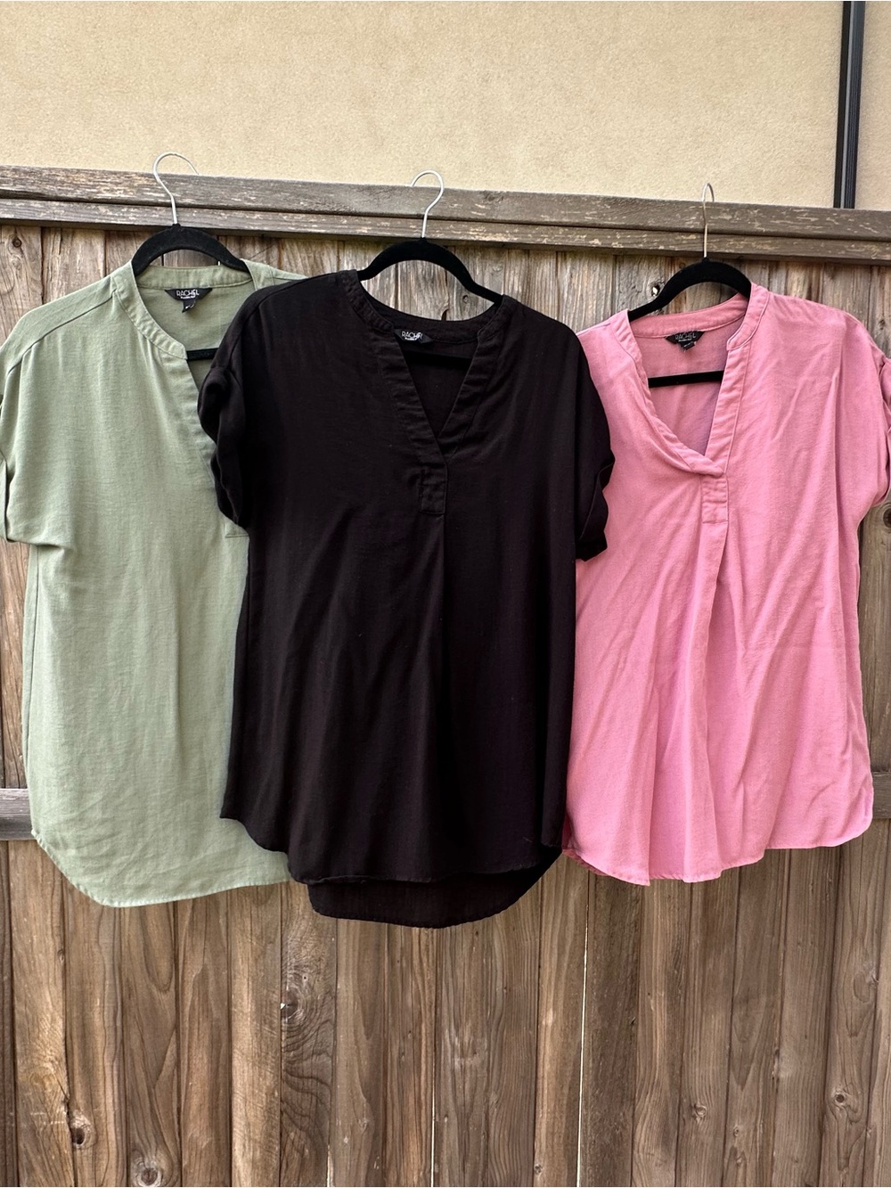 RACHEL Rachel Roy V-Notch Tunic Top in Black, Pink & Green